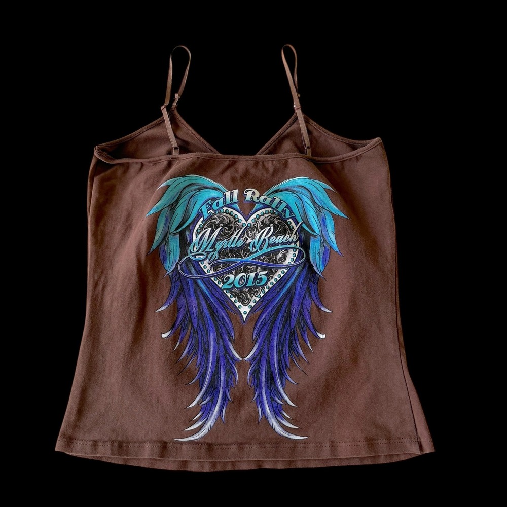 Y2K‎ M.K.M Myrtle Beach Fall Rally 2015 Brown Cami Tank Top Large